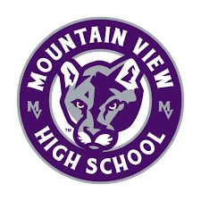 Purple and grey mountain lion logo for mountain view high school.